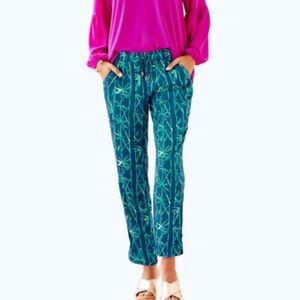 Lilly Pulitzer Piper Pant Inky Navy, Bamboo Bash, Elephant, Size XXS